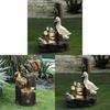 Squirrel And Duck Solar Water Fountain Resin Garden Decor For Patio And Lawn