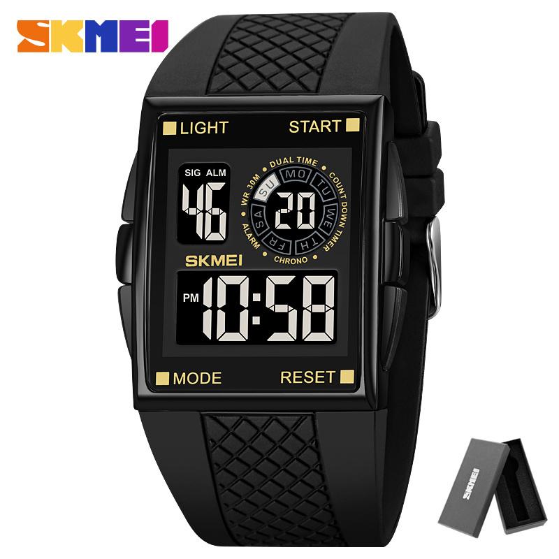 SKMEI 1967 reloj hombre Japan Digital movement Watch Mens military 3Bar Waterproof Countdown LED Light Electronic Wristwatches