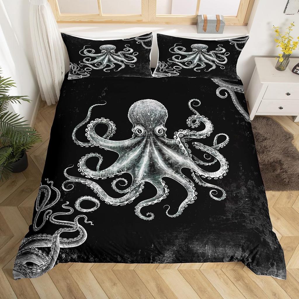 Octopus Duvet Cover Twin Queen King Size Tentacles Bedding Set Sea Animal Underwater World Quilt Cover Gothic Comforter Cover