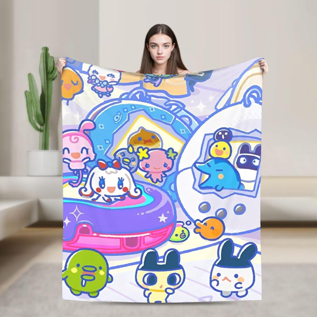 Soft Blanket Airplane Travel Tamagotchis Digital Pet Throw Blanket Flannel Bedspread For Outdoor Print Sofa Bed Cover