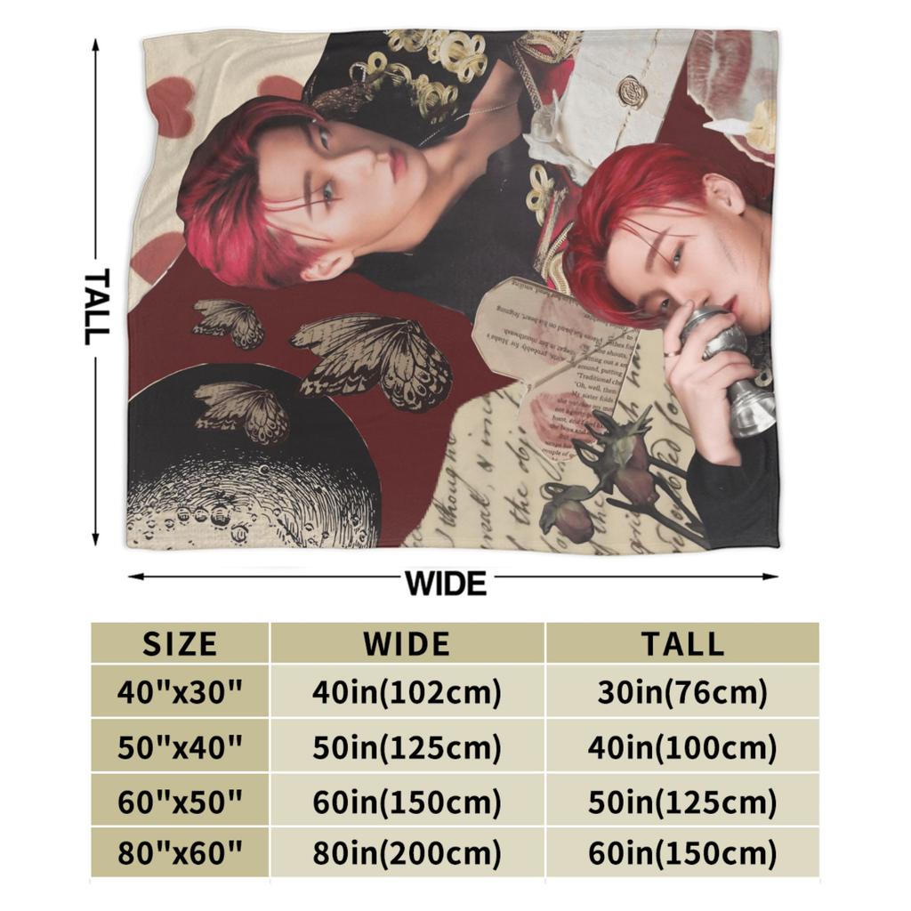 Kpop Ateez Choi San Blanket Warm Print Plush Throw Blanket For Bedroom Picnic Flannel Bedspread Bed Cover