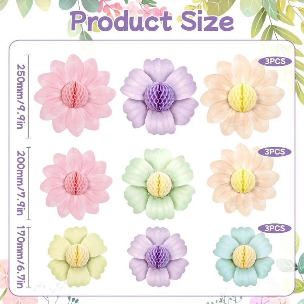 9pcs/set Colorful Paper Flower Hawaiian Style Sunflower Honeycomb Paper Baby Shower Hanging Decorations Wedding Garden Party