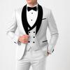 White Suits for Men Black Shawl Lapel 3 Pieces Jacket Pants Vest Wedding Banquet Business Male Clothing Slim Fit Blazers Sets