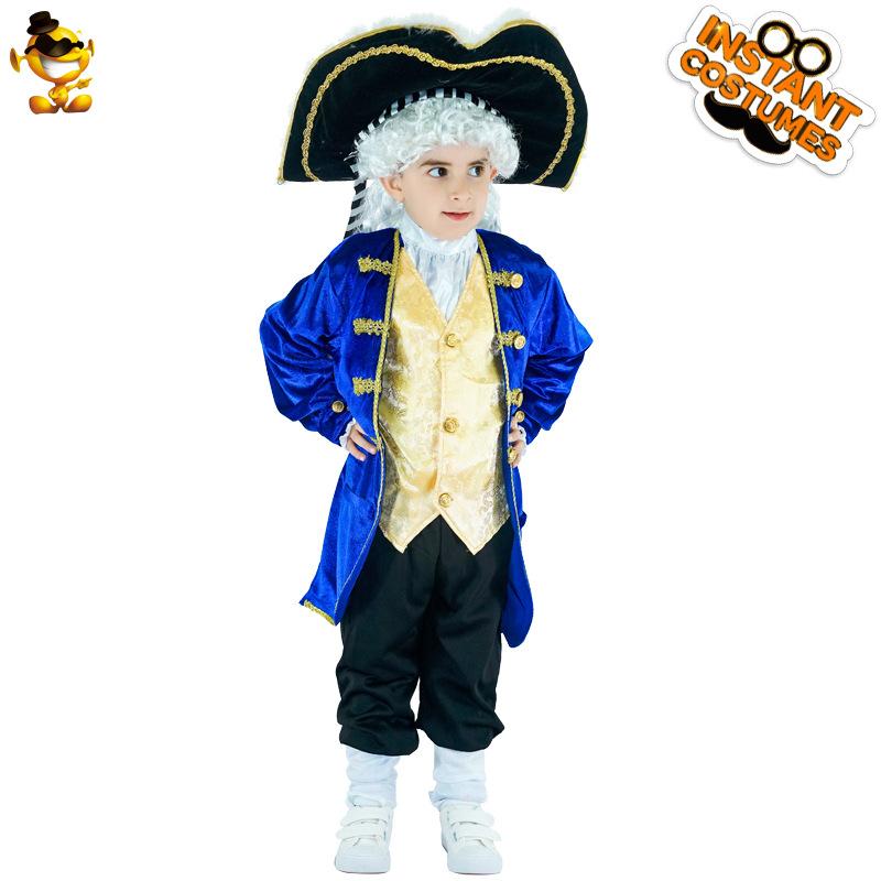 Хэллоуин маленький мальчик ребенок средневековый капитан морской генерал косплей пиратский костюм кос костюм S/4-6 years old 104-116cm