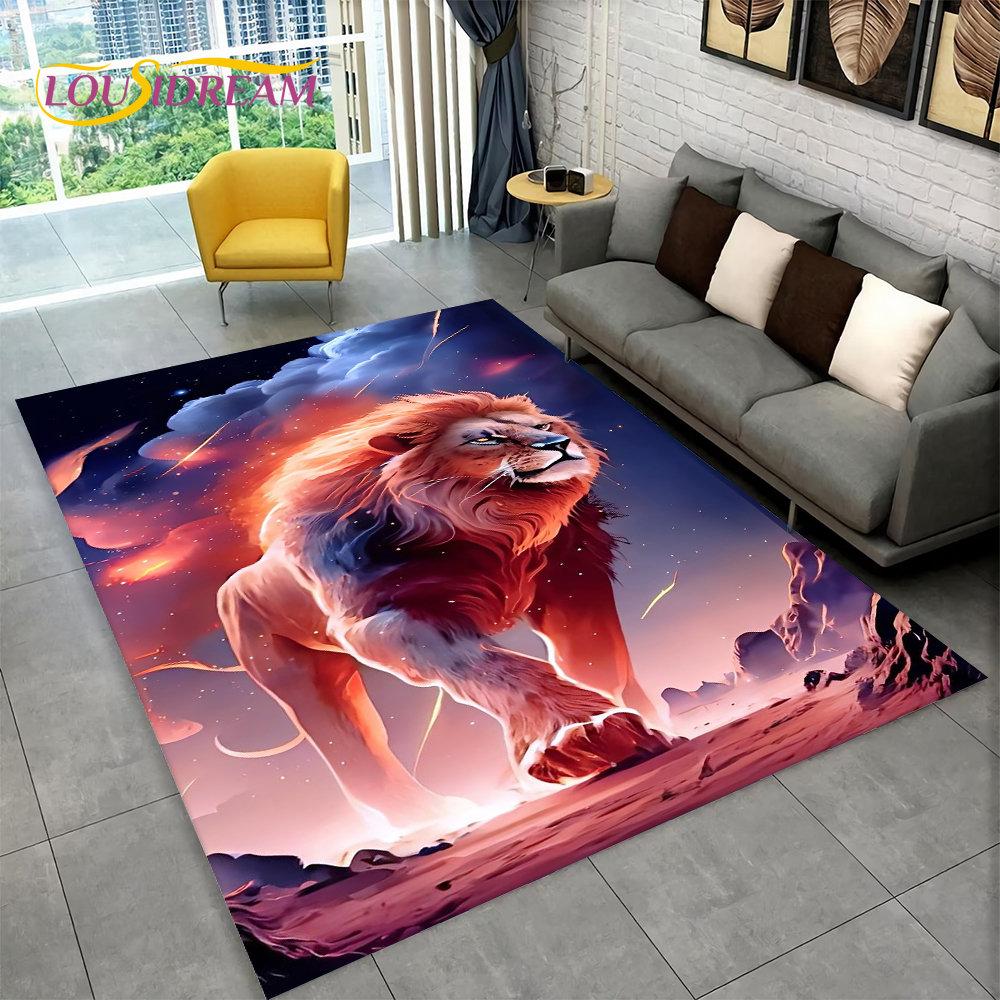 New Dream Lion Animal 3D Area Rug Large,Carpet Rug for Living Room Bedroom Sofa Doormat Decoration,Kid Play Non-slip Floor Mat