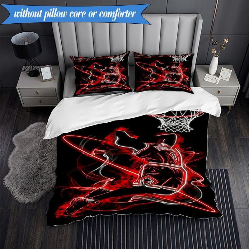 3PCS Bull Basketball Artwork Bedding Set,Including 1pc Duvet Cover And 2pcs Pillowcases Perfect for Bedroom, Dormitory, Fan Christmas Gift