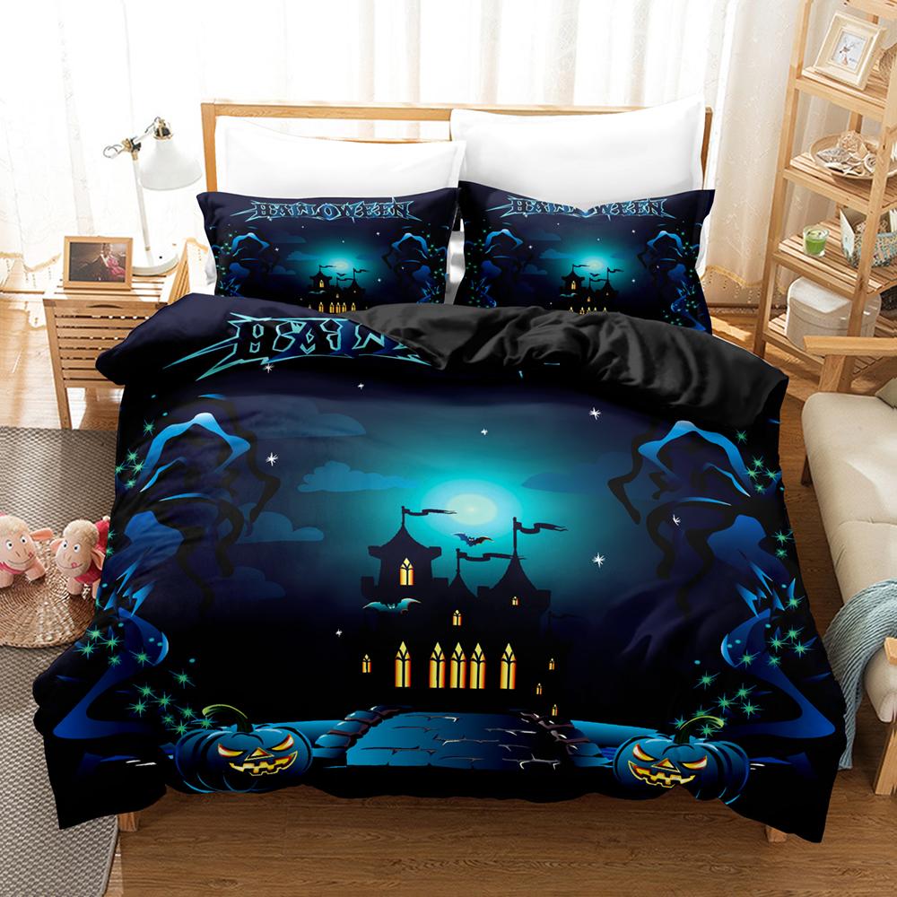 Halloween Bettwäsche-Set Weiche Polyester 3D Cartoon Bettdeckenbezug für Raumdekor Einzelbett Twin Queen Size Kürbis Geist Bettbezug Set
