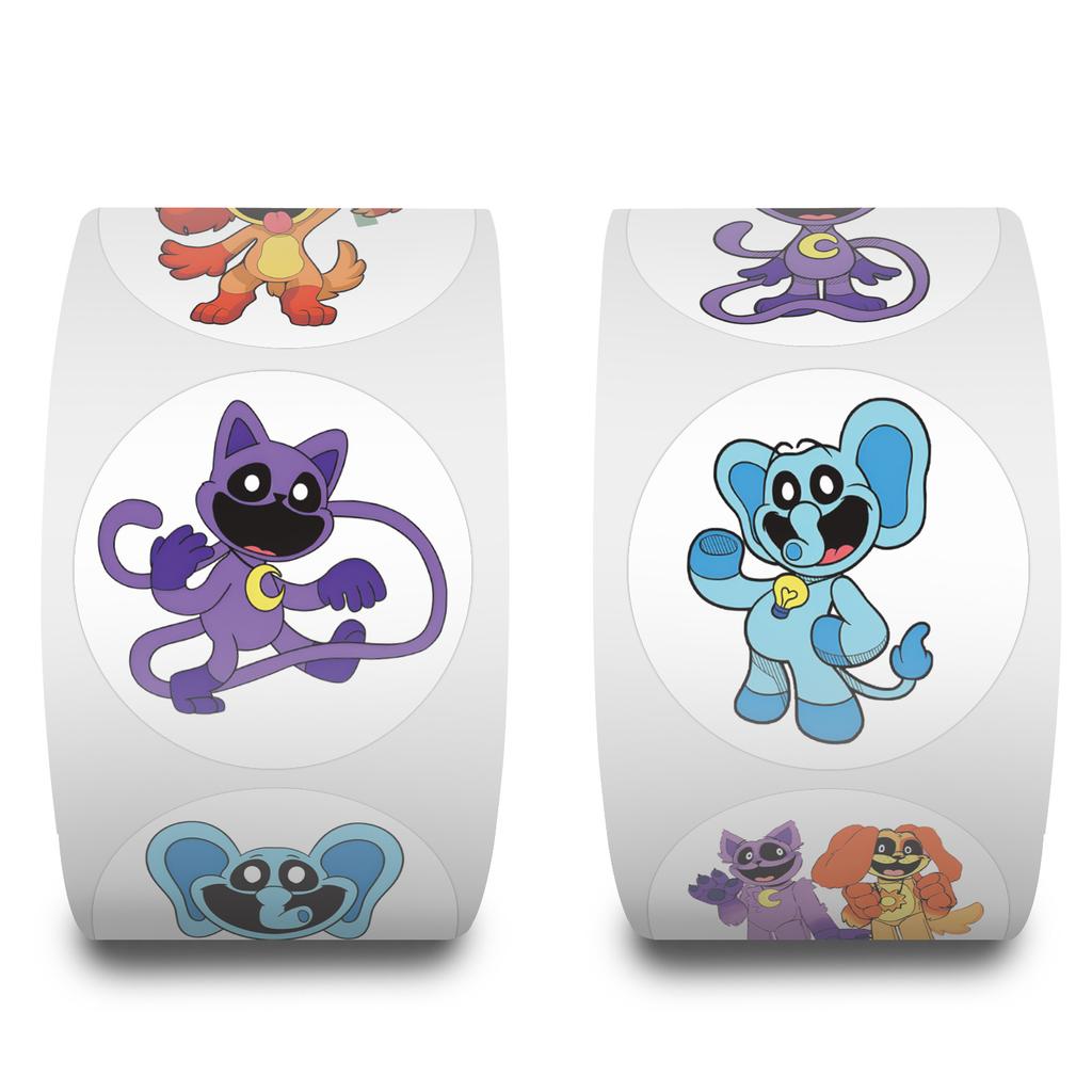 500 Stickers/roll Smilling Critters Roll Stickers Reward Stickers Creative Handbook Roll Tape