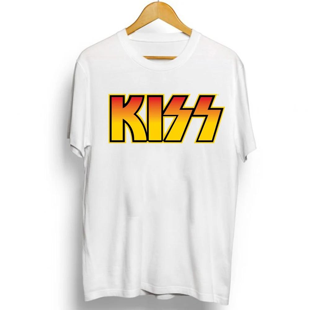 2021 New Fashion Kiss Band Rock Letter Poster Men's T-Shirt Graphics Funny Casual Short Sleeve Round Neck Shirt Hip Hop Tees