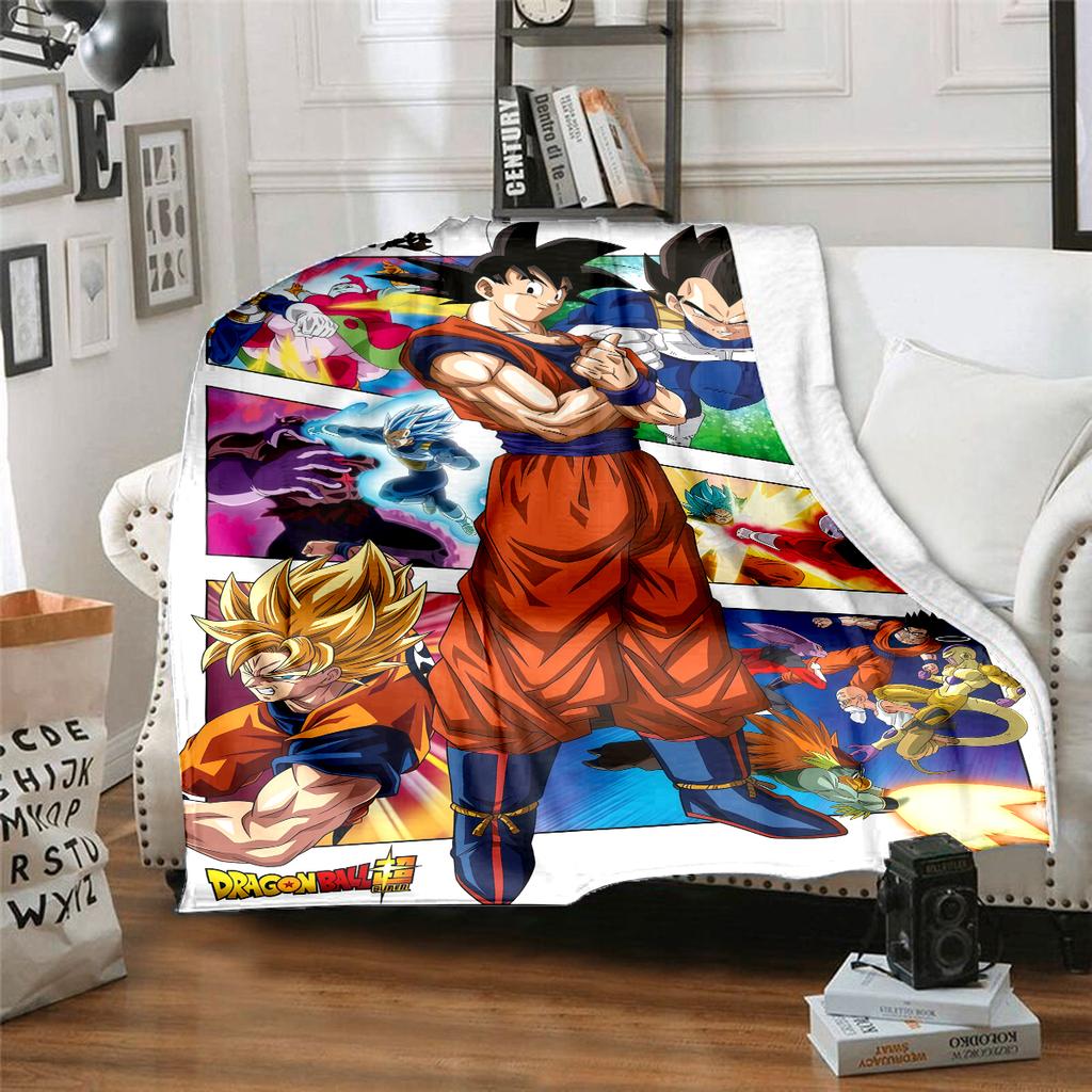 1pz Coperta in Flanella con Stampa Son Goku, Alta Qualità per Tutte le Stagioni, Decorazione per la Casa, Calore e Comfort, Perfetta per Regali di Natale