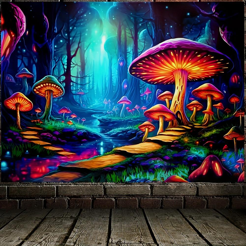 

VIKAMA Fluorescent Forest Landscape Tapestry Bedroom Decorative Tapestry Bedroom Office Living Room Home Decor 74x94cm(29x37in)
