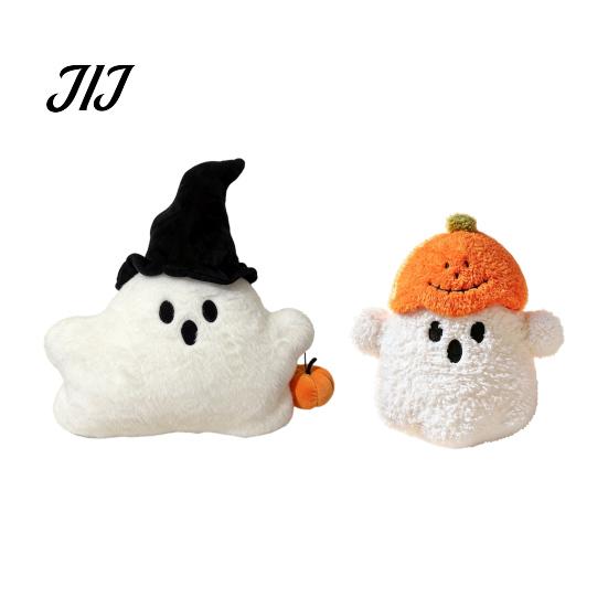 Cute Halloween Home Decor Pumpkin Ghost Plush Pillow, Soft Stuffed Animal Sofa Cushion Autumn Festive Bedside for Living Room, Spooky Huggable