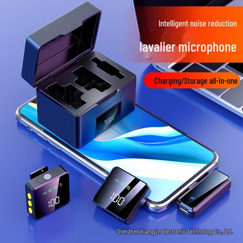 Dual Wireless Lapel Microphone H7 with Digital Display Charging Case for Live Streaming & Noise Reduction Recording
