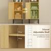 Tall Bathroom Cabinet, Narrow Bathroom Cabinet with Open Shelves and Adjustable Shelf, Natural Wood Look