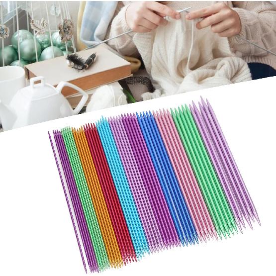 Knitting Needles Set, 55pcs One Set Aluminum Alloy Double Pointed Knitting Needles Kit Ergonomic Design Metal Long Weaving Needles Set for Household