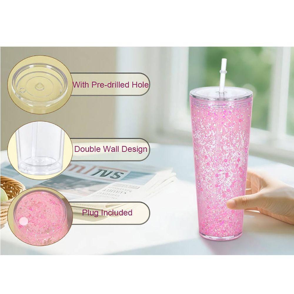 NEW 24oz Capacity Snowglobe Tumbler Pre-Drilled Holes DIY Snow Globe Cup Transparent Mason Jar Cups Drinkware