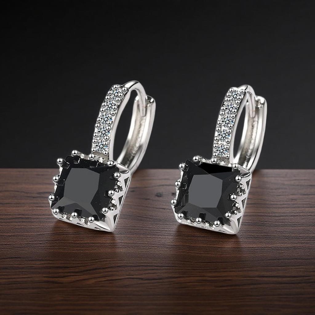 Boucles d'Oreilles Manchette Zircon Noir - Style Européen & Américain Bijoux les Plus Vendus