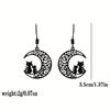 Carved Black Cat Moon Design Dingla örhängen Legering Smycken Söt Elegant Style Daily Wear Accessoarer