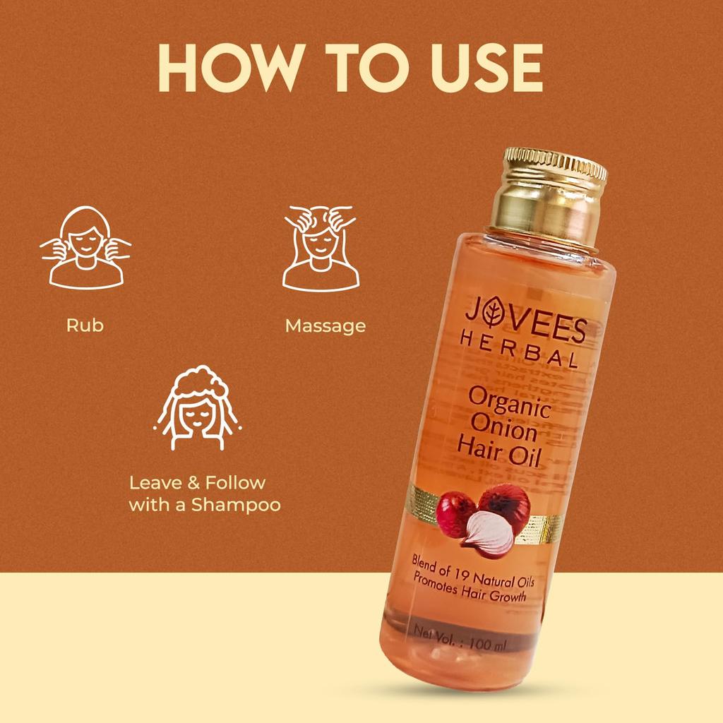 Jovees Herbal Organic Onion Hair Oil 100ML Pack Hair Fall Control Hair Growth Nourishing Oil