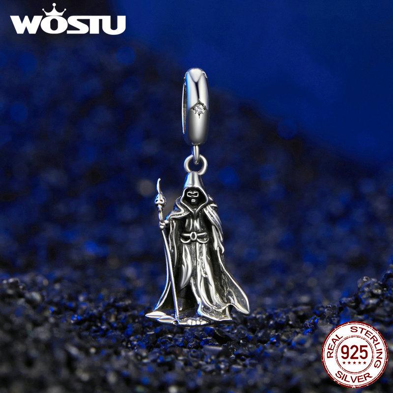 WOSTU 925 Sterling Silver Luminous Pumpkin Charms Elf Witch Pendant Devil's Eye Skull Beads Fit DIY Bracelet Necklace Halloween