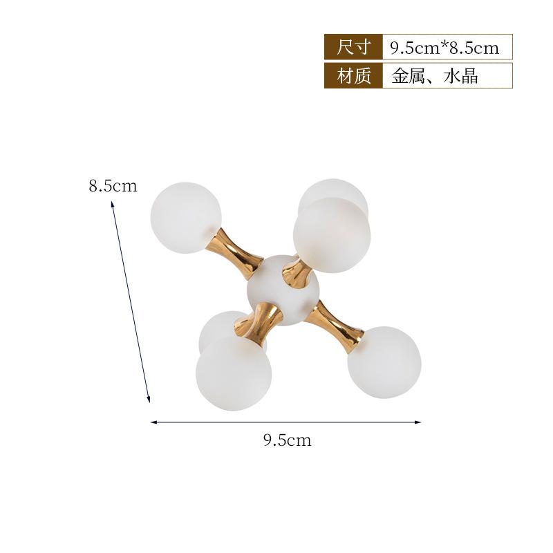 Glass Handicrafts Frosted Crystal Ball Geometric Molecule Cell Ornament Metal Figurine Home Decoration Accessories