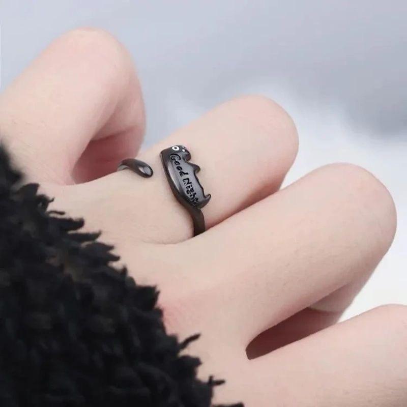 2Pcs Good Morning Good Night Cat Couple Rings, Niche High Sense Unique Creative Design, Love Token Gift for Her