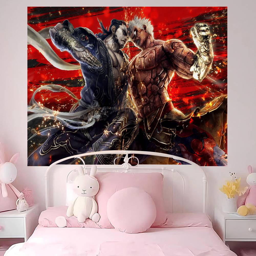 Anime TTekken Tapestry Art Printing Japanese Wall Tapestry Anime Wall Hanging Home Decor