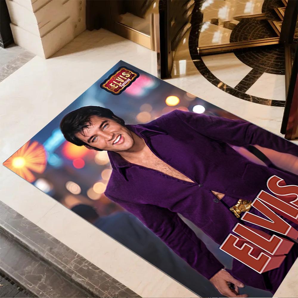 Elvis Presley Legende Bodenmatte Design für Eingangsbereich Esszimmer Spielzimmer Arbeitszimmer Rutschfeste Teppich Büro Heimdekoration Spirituelles Geschenk