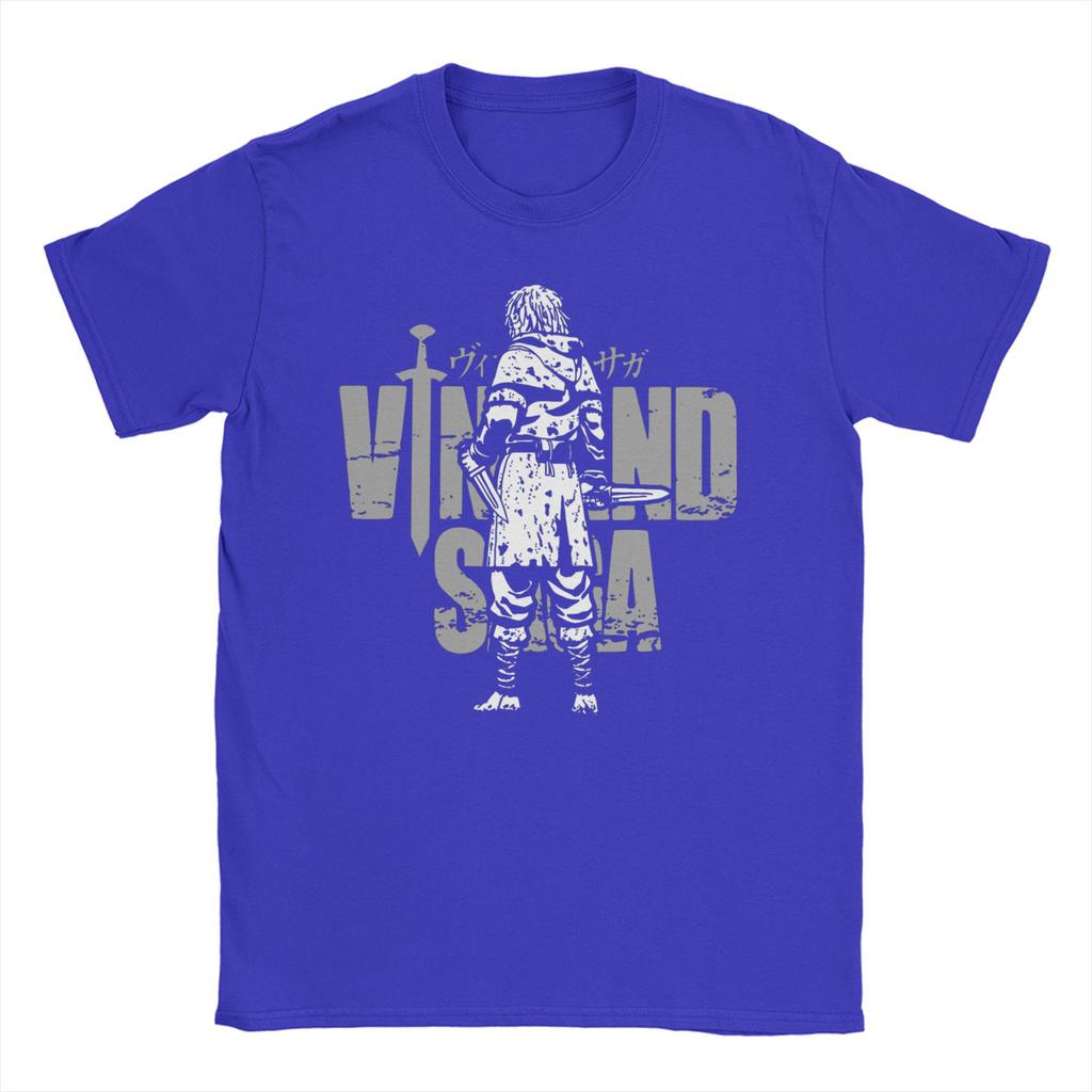 Men T-Shirt Japanese Thorfinn Karlsefni Vintage Cotton Tees Short Sleeve Vinland Saga T Shirts Round Collar Clothes Graphic