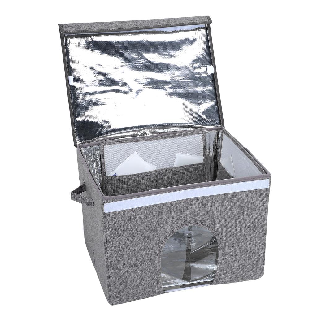 Pet Cooling House Foldable Portable Long Lasting Cat Dog Cooling Ice House for Home Outdoor Travel Gray