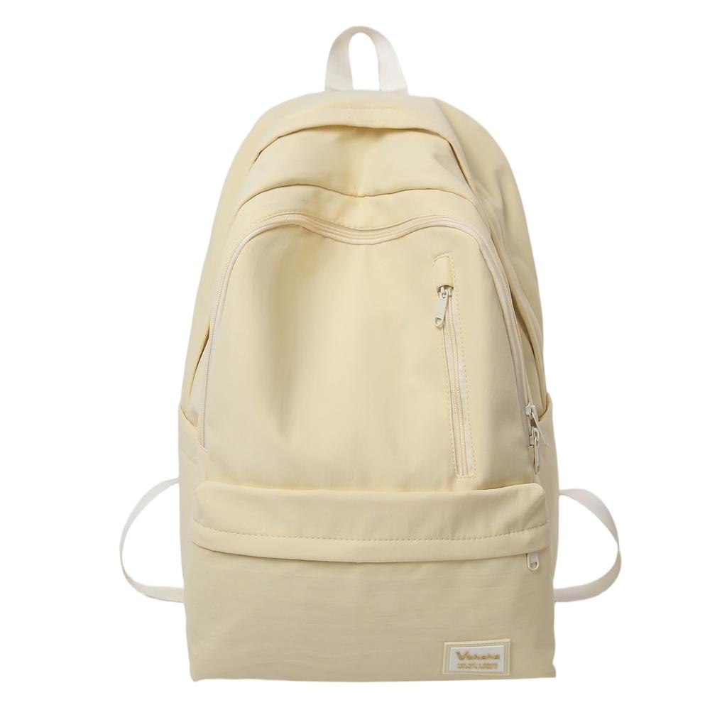 Schoolbag Versatile Large Capacity School Bag Female Junior High School Student College Student Backpack Solid Color Travel Backpack Junior