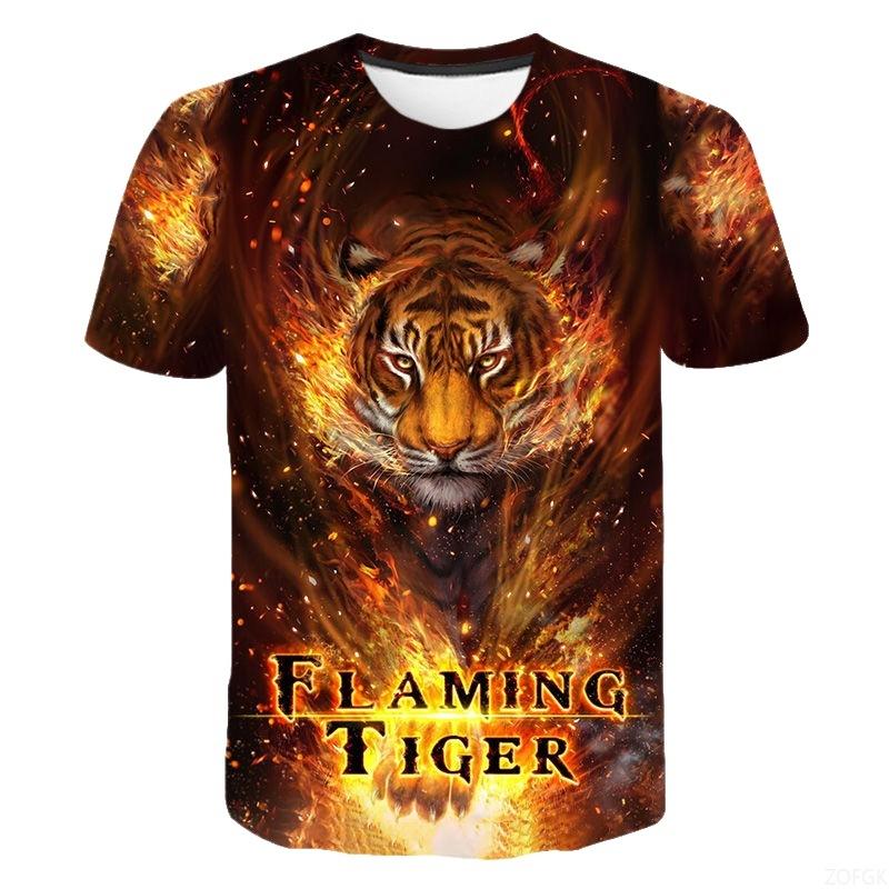Fashion Men's T-Shirt Animal Tiger 3D Print Men's and Women's Summer Short Sleeve Round Neck Casual Top Outdoor Men's Clothing