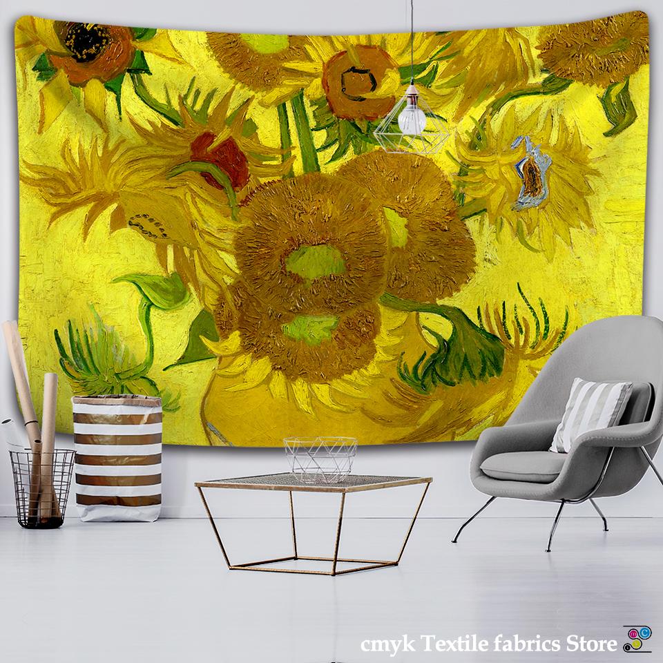 Van Gogh Oil Painting Almond Blossoms Tapestry Headboard Wall Art Bedspread Dorm Tapestry Home Decor