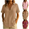 Women's Comfortable Linen Button-Down Short-Sleeve Shirt