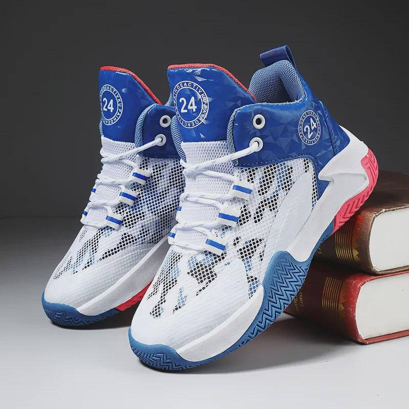 Sapatos de Basquetebol para Crianças - Ténis Desportivos Antiderrapantes e com Absorção de Choque para Treino de Primavera e Verão