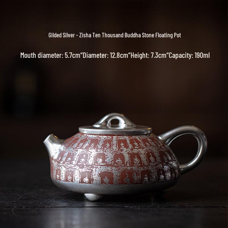 Chaxun Wanfo Huiwen Blue & White Porcelain Gilded Silver Tea Pot