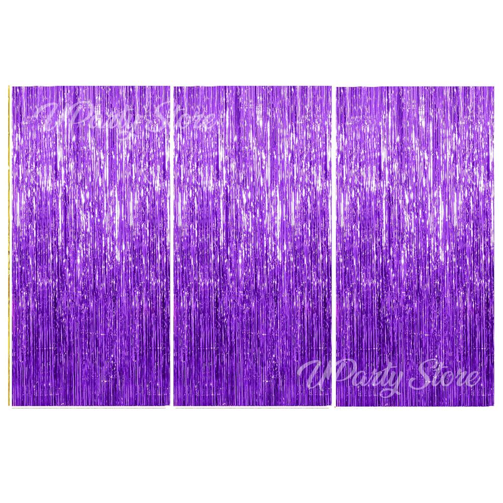 3Pcs Silver Foil Fringe Curtains 10 Colors Metallic Rose Gold Tinsel Streamer Curtains for Birthday Wedding Party Backdrop Decor