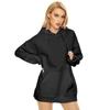 European and American Women's Loose Plus Size Fleece-Lined Hooded Sweatshirt, Solid Color, Long Sleeve, New Autumn/Winter Style.