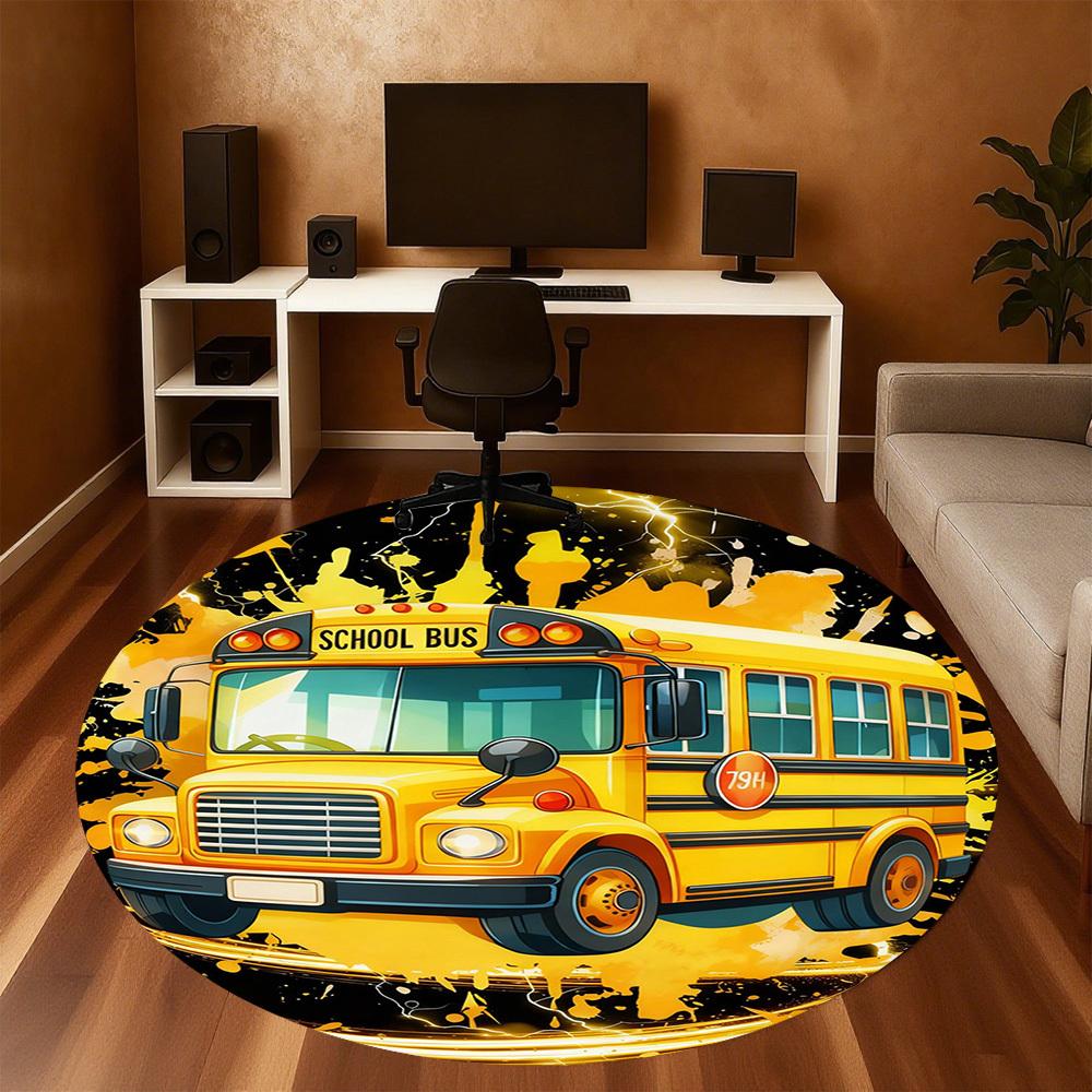 1 Stück Schulbus Blitzrunde Stuhlmatte Teppich - Rutschfest, Fußmatte für Büro, Schlafzimmer und Innendekoration - Geschenk D1127188