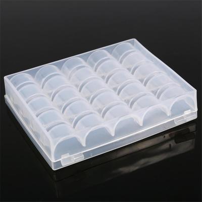 Bobbin Box with 25 Bobbins, Plastic Storage Case for Sewing Machines, Transparent Box for 25 Bobbins, Lightweight Design, Hinged Lid