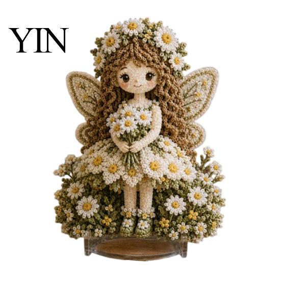 Kit Decorazione Artistica in Tessuto 3D Fata dei Fiori, Set Artigianale Punching Bambola Kit Ricamo ad Ago per Adulti, Regalo Fatto a Mano Attività Terapeutiche Rilassanti
