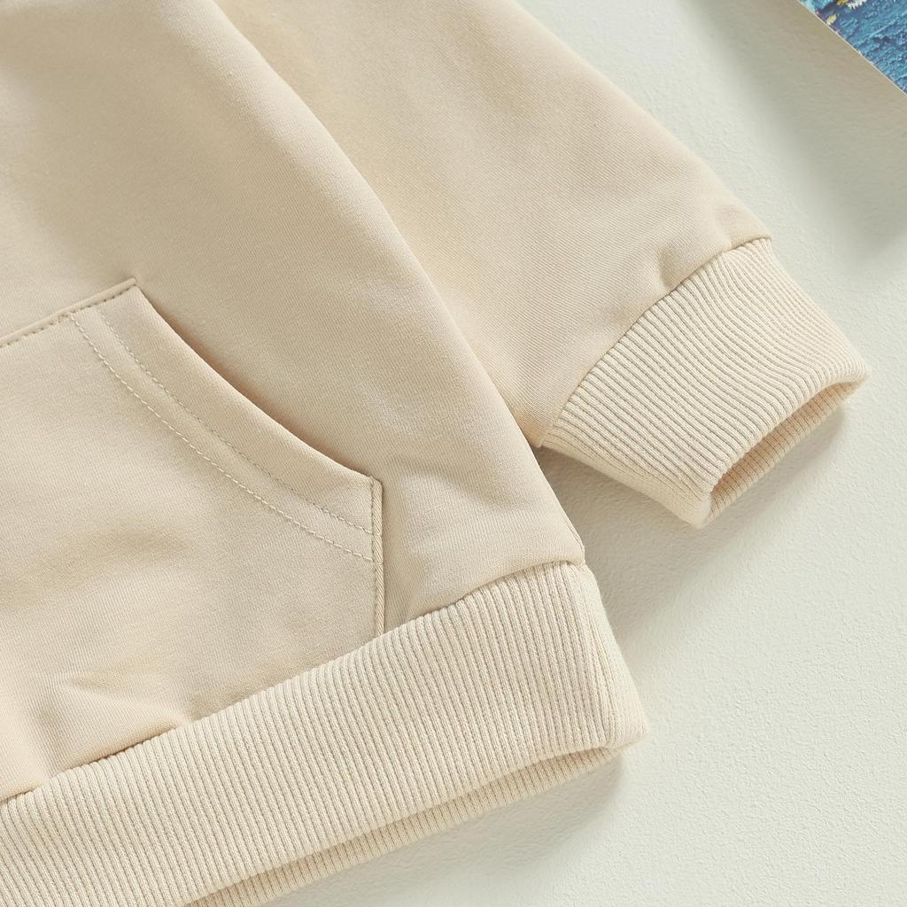 Toddler Boys Fall Outfits Pocket Embroidery Crew Neck Long Sleeve Sweatshirts and Long Pants 2Pcs Clothes Set