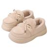 Women's fashion versatile bow with cotton shoes outside, retro plush winter warm and lightweight bag and slippers