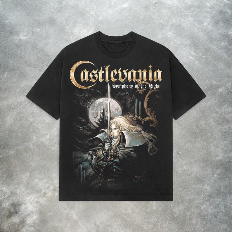 Футболка Castlevania Symphony of The Night_ Ретро Готика Y2K Футболка Мужская Женская Плотный Хлопок Оверсайз Y2k С коротким рукавом Мужская Одежда 4XL