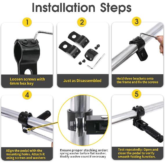 M8 Motorcycle Foot Rests Fit 1.22-1.29In Motorbike Brackets Foldable Foot Pegs Front Footpeg Rear Footpeg Anti-Skid Rearsets Folded Footrest 90