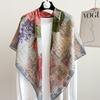 [Variety sunscreen shawl retro printed square scarf women's summer silk cotton silk scarf