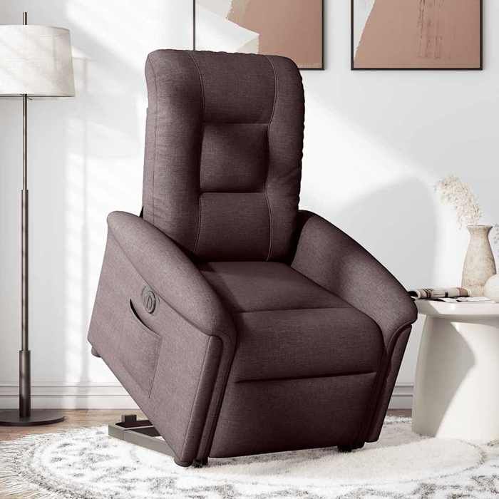 VidaXL Electric Recliner Dark Brown Fabric, Electric Reclining Chair, Electric Armchair for People 3303279