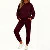 Women's Fashion Casual Solid Color Loose Hooded Sweatshirt Suit