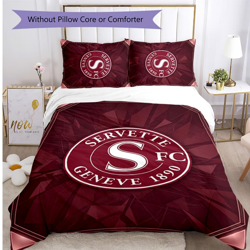 Set Biancheria da Letto 3 Pezzi Stampato Servette FC Traspirante Copripiumino con Federe Biancheria da Letto Decorativa per Camera da Letto Casa