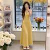 French V-neck Neck Plaid Comfortable Dress for Women's 26 Summer Versatile Waist and Thin Holiday Style Casual Dress
